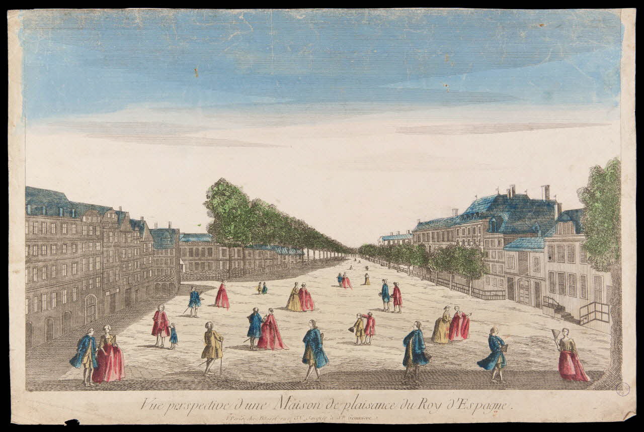 imagerie ancienne Vue perspective d'une Maison de plaisance du Roy d'Espagne. 2002.11.10 Photo