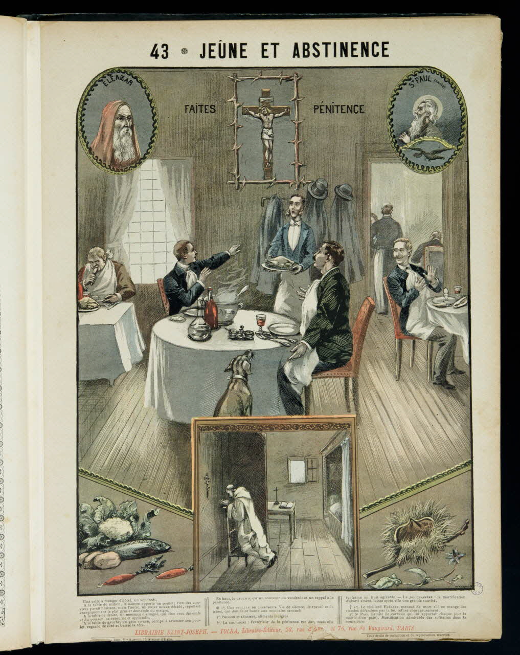 Mouterde Henry abbé ; Tolra ; Albouy ; François P. (graveu image pieuse 43 - JEUNE ET ABSTINENCE  FAITES PENITENCE PAris 1899 2002.131.10.1 Photo