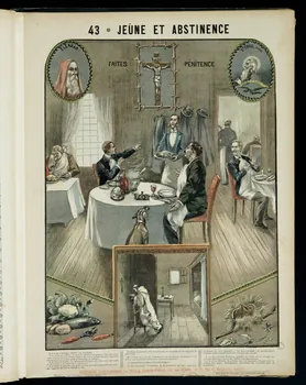 Mouterde Henry abbé ; Tolra ; Albouy ; François P. (graveu image pieuse 43 - JEUNE ET ABSTINENCE  FAITES PENITENCE PAris 1899 2002.131.10.1  Photo