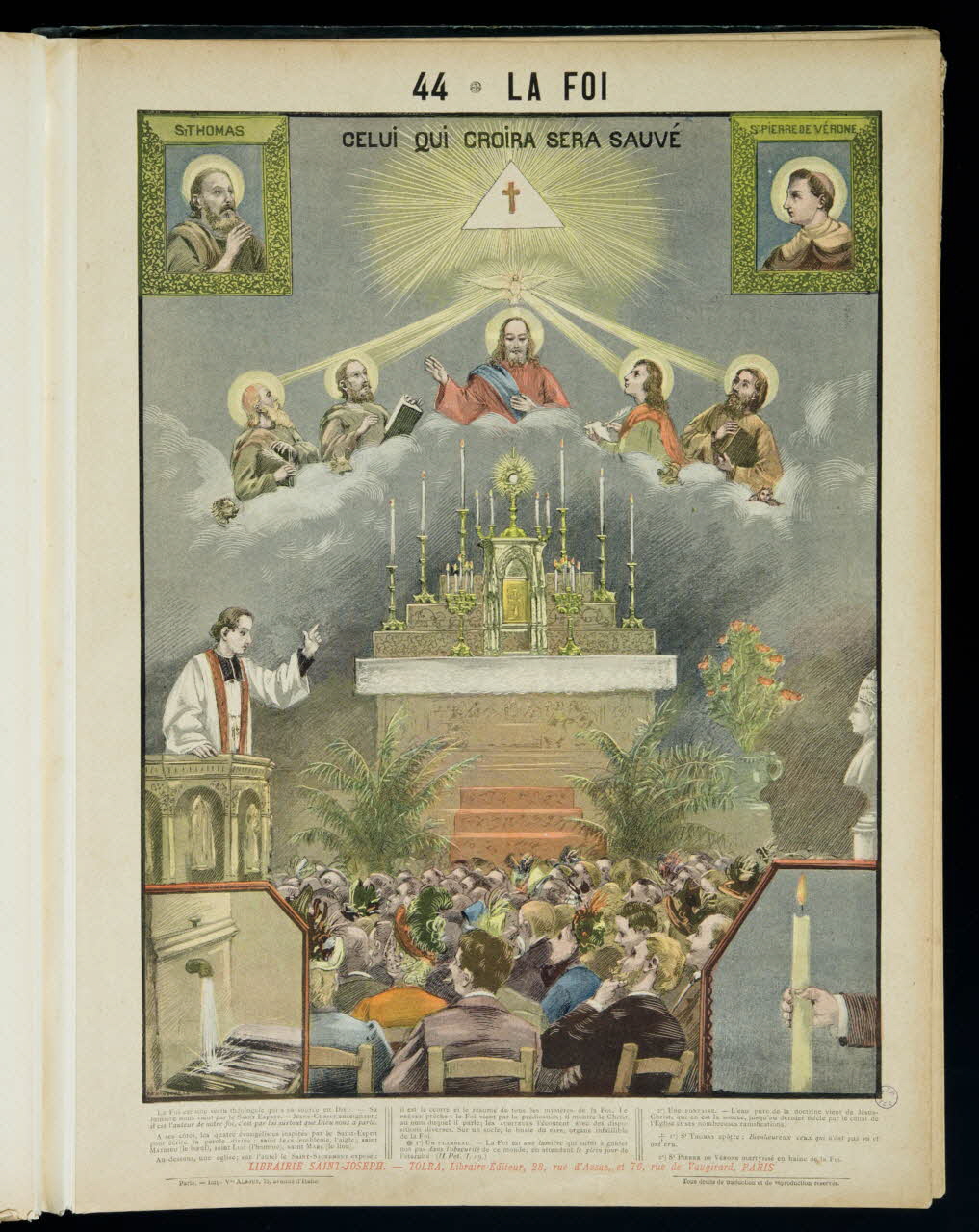 Mouterde Henry abbé ; Tolra ; Albouy ; François P. (graveu image pieuse 44 - LA FOI  CELUI QUI CROIRA SERA SAUVE PAris 1899 2002.131.11.1 Photo