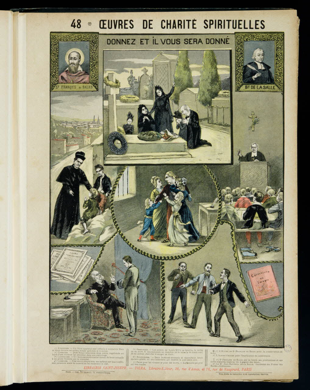 Mouterde Henry abbé ; Tolra ; Albouy ; François P. (graveu image pieuse 48 - OEUVRES DE CHARITE SPIRITUELLES  DONNEZ ET IL VOUS SERA DONNE PAris 1899 2002.131.15.1 Photo