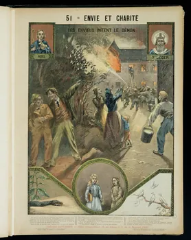 Mouterde Henry abbé ; Tolra ; Albouy ; François P. (graveu image pieuse 51 - ENVIE ET CHARITE  LES ENVIEUX IMITENT LE DEMON PAris 1899 2002.131.18.1  Photo