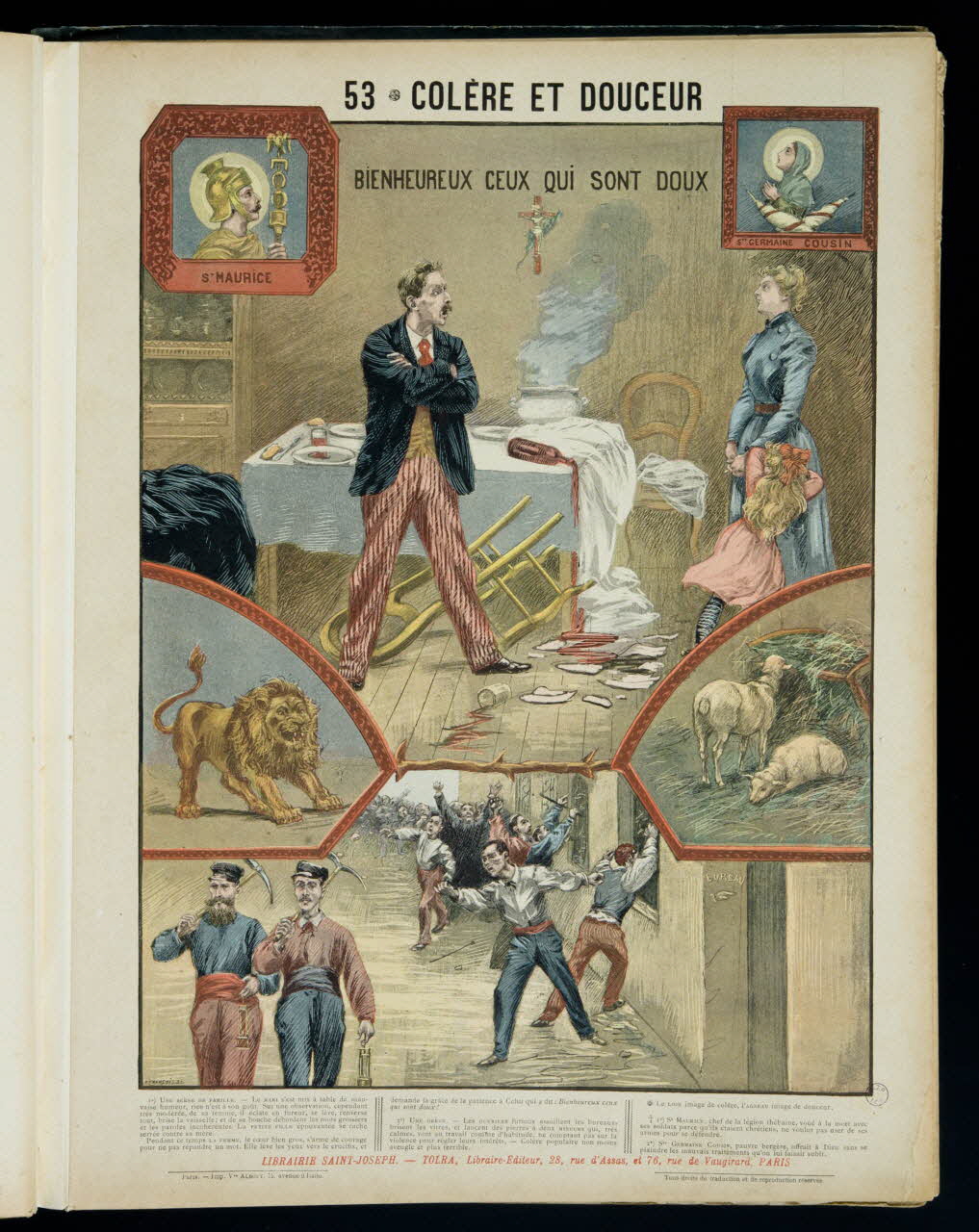 Mouterde Henry abbé ; Tolra ; Albouy ; François P. (graveu image pieuse 53 - COLERE ET DOUCEUR  BIENHEUREUX CEUX QUI SONT DOUX PAris 1899 2002.131.20.1 Photo