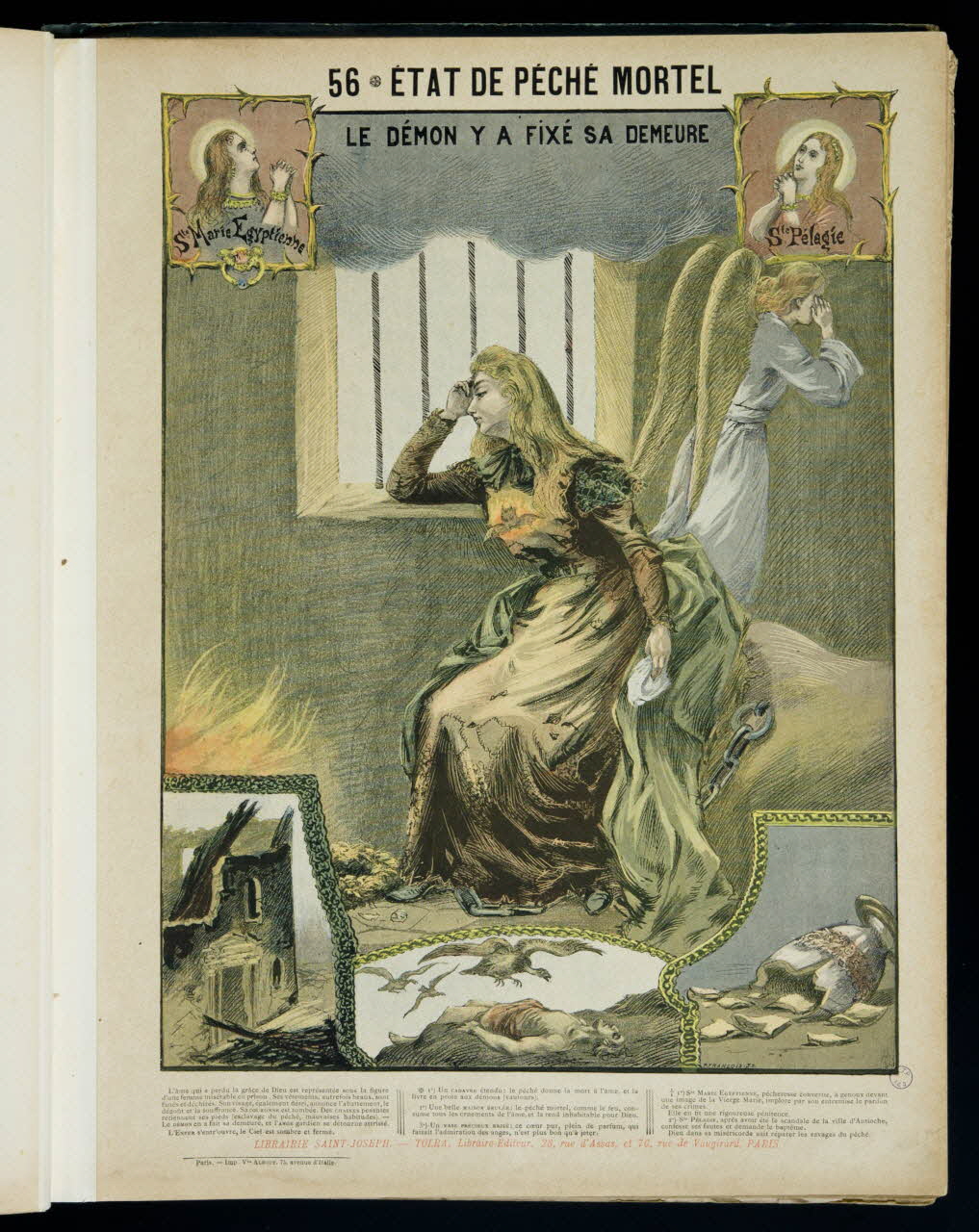 Mouterde Henry abbé ; Tolra ; Albouy ; François P. (graveu image pieuse 56 - ETAT DE PECHE MORTEL  LE DEMON Y A FIXE SA DEMEURE PAris 1899 2002.131.23.1 Photo