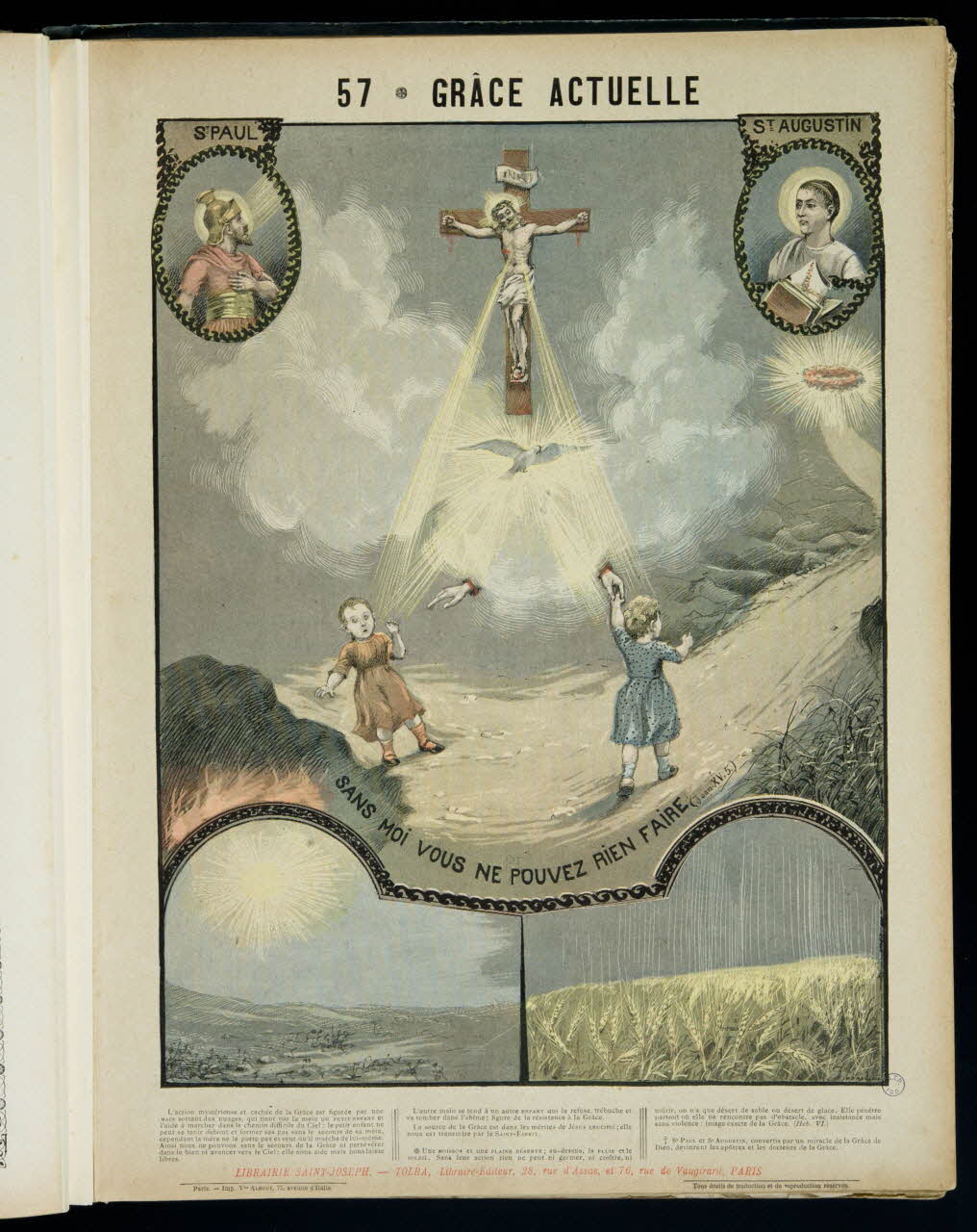 Mouterde Henry abbé ; Tolra ; Albouy ; François P. (graveu image pieuse 57 - GRACE ACTUELLE  SANS MOI VOUS NE POUVEZ RIEN FAIRE PAris 1899 2002.131.24.1 Photo