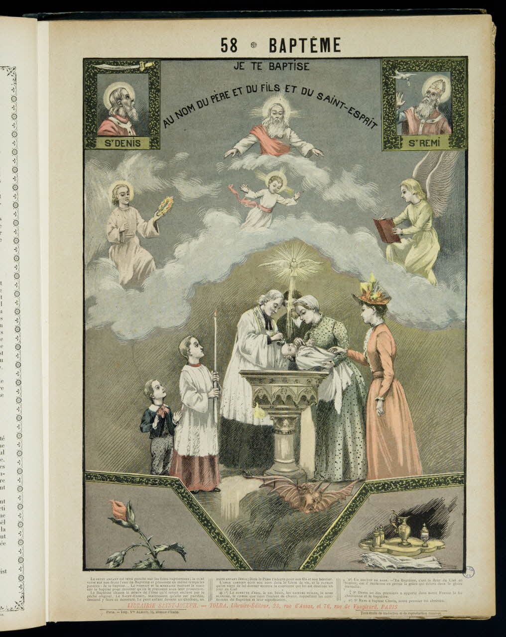 Mouterde Henry abbé ; Tolra ; Albouy ; François P. (graveu image pieuse 58 - BAPTÊME  JE TE BAPTISE  AU NOM DU PERE ET DU FILS ET DU SAINT-ESPRIT PAris 1899 2002.131.25.1 Photo