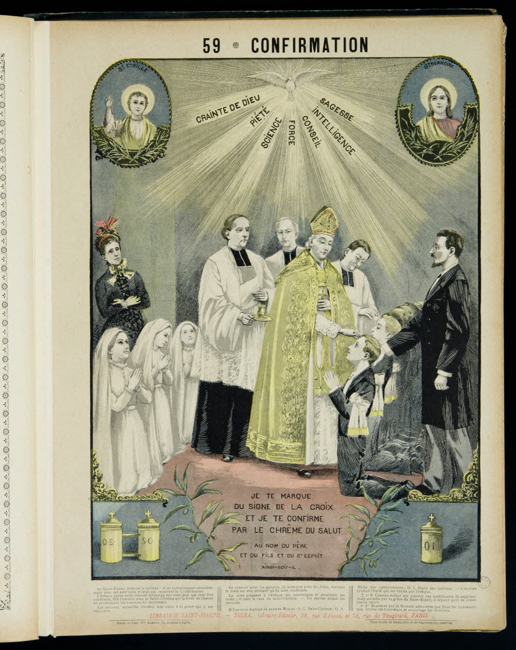 Mouterde Henry abbé ; Tolra ; Albouy ; François P. (graveu image pieuse 59 - CONFIRMATION  CRAINTE DE DIEU  PIETE  SCIENCE  FORCE  CONSEIL  INTELLIGENCE  SAGESSE PAris 1899 2002.131.26.1 Photo