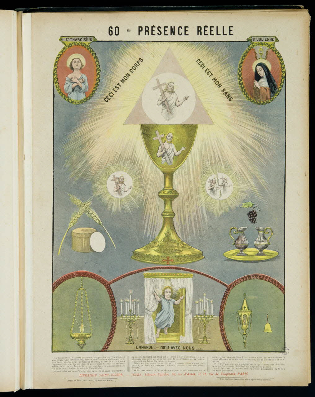 Mouterde Henry abbé ; Tolra ; Albouy ; François P. (graveu image pieuse 60 - PRESENCE REELLE  CECI EST MON CORPS  CECI EST MON SANG PAris 1899 2002.131.27.1 Photo