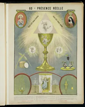 Mouterde Henry abbé ; Tolra ; Albouy ; François P. (graveu image pieuse 60 - PRESENCE REELLE  CECI EST MON CORPS  CECI EST MON SANG PAris 1899 2002.131.27.1  Photo