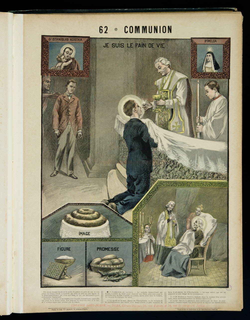 Mouterde Henry abbé ; Tolra ; Albouy ; François P. (graveu image pieuse 62 - COMMUNION  JE SUIS LE PAIN DE VIE PAris 1899 2002.131.29.1 Photo
