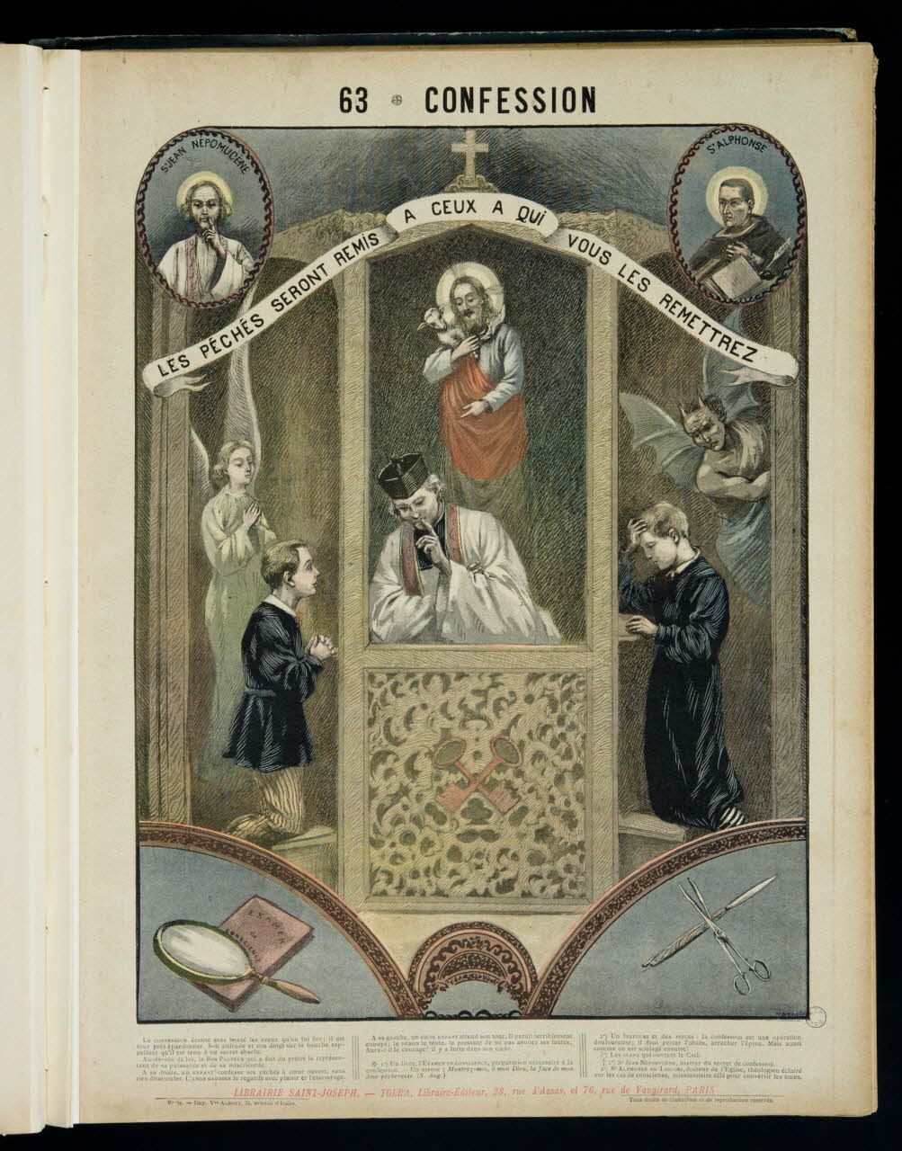 Mouterde Henry abbé ; Tolra ; Albouy ; François P. (graveu image pieuse 63 - CONFESSION  LES PECHES SERONT REMIS A CEUX A QUI VOUS LES REMETTREZ PAris 1899 2002.131.30.1 Photo