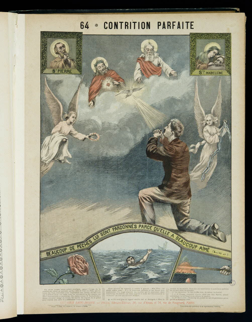 Mouterde Henry abbé ; Tolra ; Albouy ; François P. (graveu image pieuse 64 - CONTRITION PARFAITE  BEAUCOUP DE PECHES LUI SONT PARDONNES PARCE QU'ELLE A BEAUCOUP AIME PAris 1899 2002.131.31.1 Photo