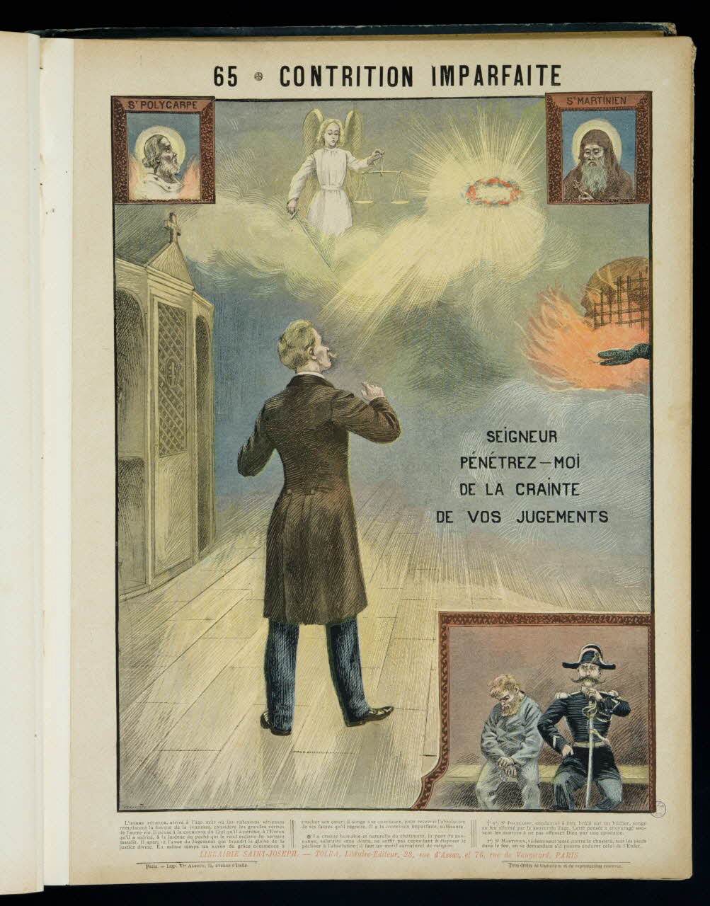 Mouterde Henry abbé ; Tolra ; Albouy ; François P. (graveu image pieuse 65 - CONTRITION IMPARFAITE  SEIGNEUR  PENETREZ-MOI  DE LA CRAINTE  DE VOS JUGEMENTS PAris 1899 2002.131.32.1 Photo