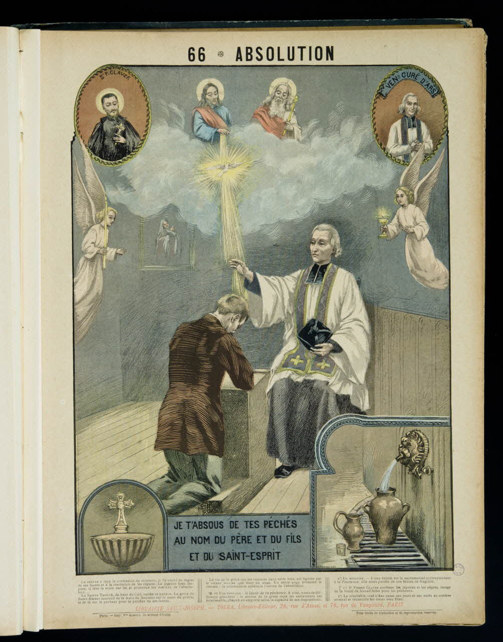 Mouterde Henry abbé ; Tolra ; Albouy ; François P. (graveu image pieuse 66 - ABSOLUTION  JE T'ABSOUS DE TES PECHES  AU NOM DU PERE ET DU FILS  ET DU SAINT-ESPRIT PAris 1899 2002.131.33.1 Photo