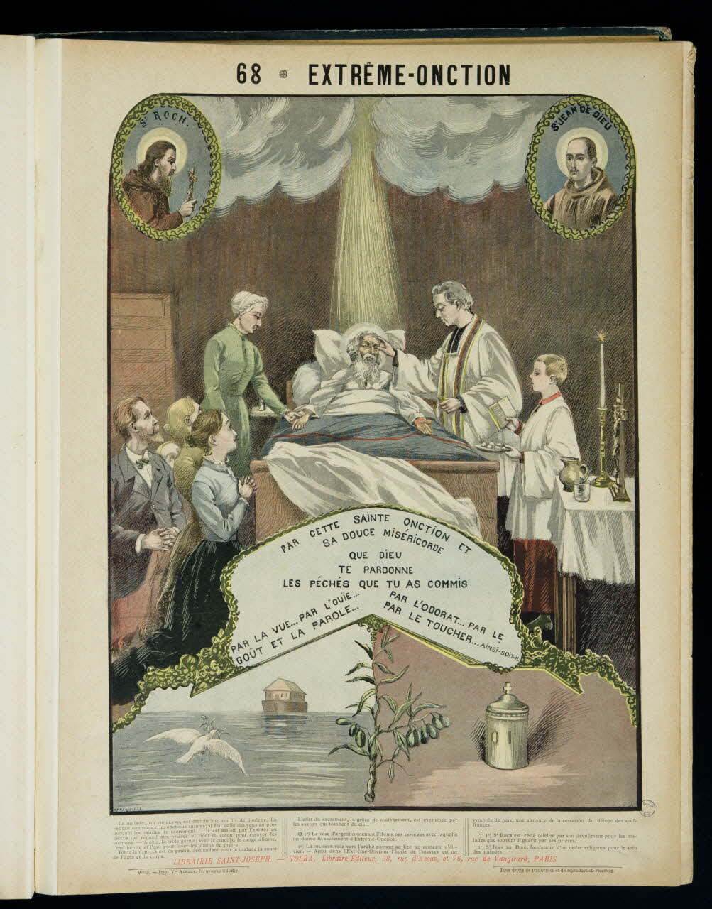 Mouterde Henry abbé ; Tolra ; Albouy ; François P. (graveu image pieuse 68 - EXTREME-ONCTION  PAR CETTE SAINTE ONCTION ET  SA DOUCE MISERICORDE  QUE DIEU  TE PARDONNE  LES PECHES QUE TU AS COMMIS PAris 1899 2002.131.35.1 Photo