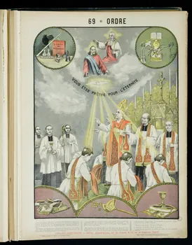 Mouterde Henry abbé ; Tolra ; Albouy ; François P. (graveu image pieuse 69 - ORDRE  VOUS ETES PRETRE POUR L'ETERNITE PAris 1899 2002.131.36.1  Photo