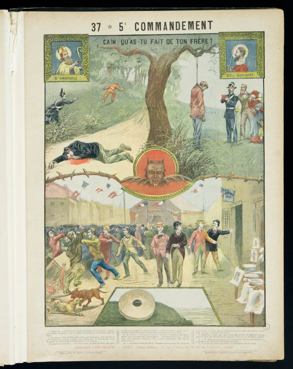 Mouterde Henry abbé ; Tolra ; Albouy ; François P. (graveu image pieuse 37 - 5e COMMANDEMENT  CAÏN, QU'AS-TU FAIT DE TON FRERE ? PAris 1899 2002.131.4.1 Photo