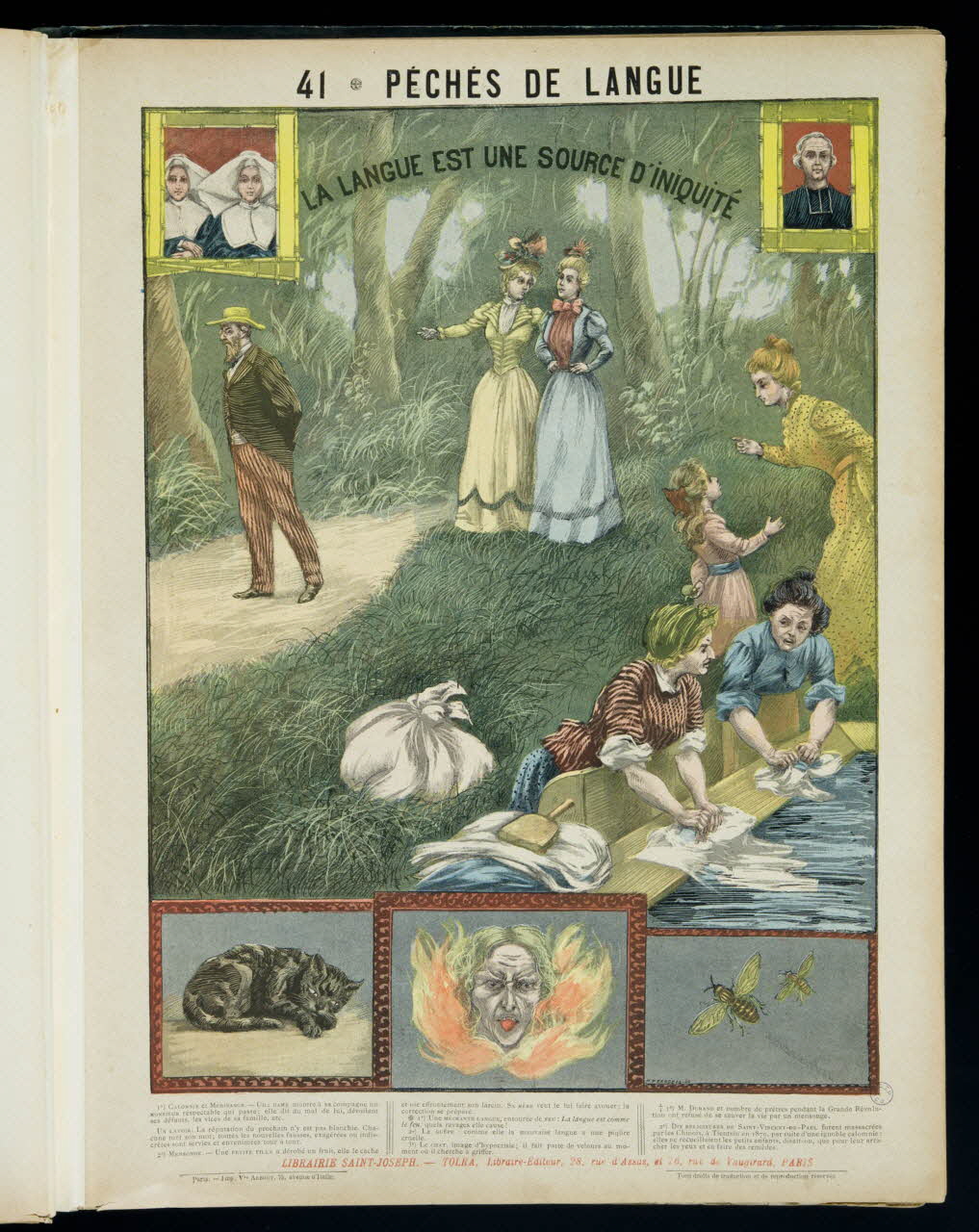 Mouterde Henry abbé ; Tolra ; Albouy ; François P. (graveu image pieuse 41 - PECHES DE LANGUE  LA LANGUE EST UNE SOURCE D'INIQUITE PAris 1899 2002.131.8.1 Photo