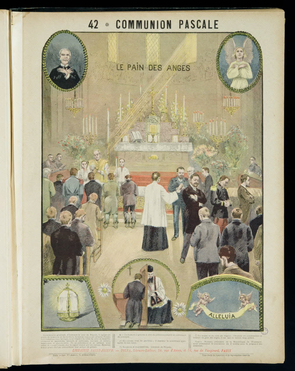 Mouterde Henry abbé ; Tolra ; Albouy ; François P. (graveu image pieuse 42 - COMMUNION PASCALE  LE PAIN DES ANGES PAris 1899 2002.131.9.1 Photo
