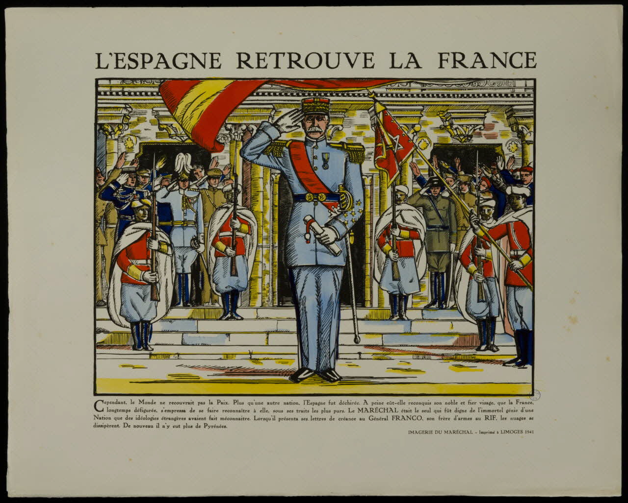 imagerie L'ESPAGNE RETROUVE LA FRANCE Limoges 1941 2002.15.15 Photo