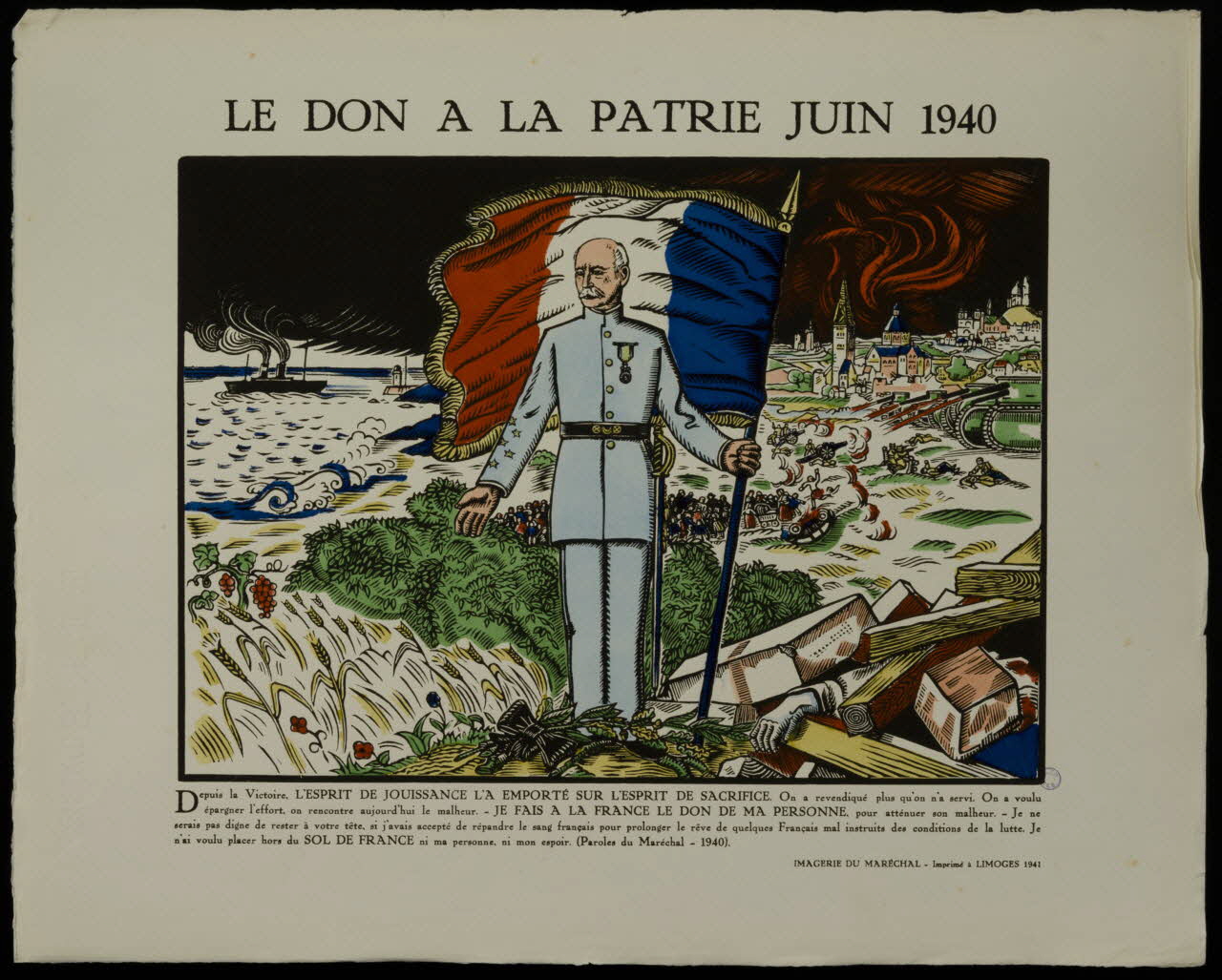 imagerie LE DON A LA PATRIE JUIN 1940 Limoges 1941 2002.15.16 Photo