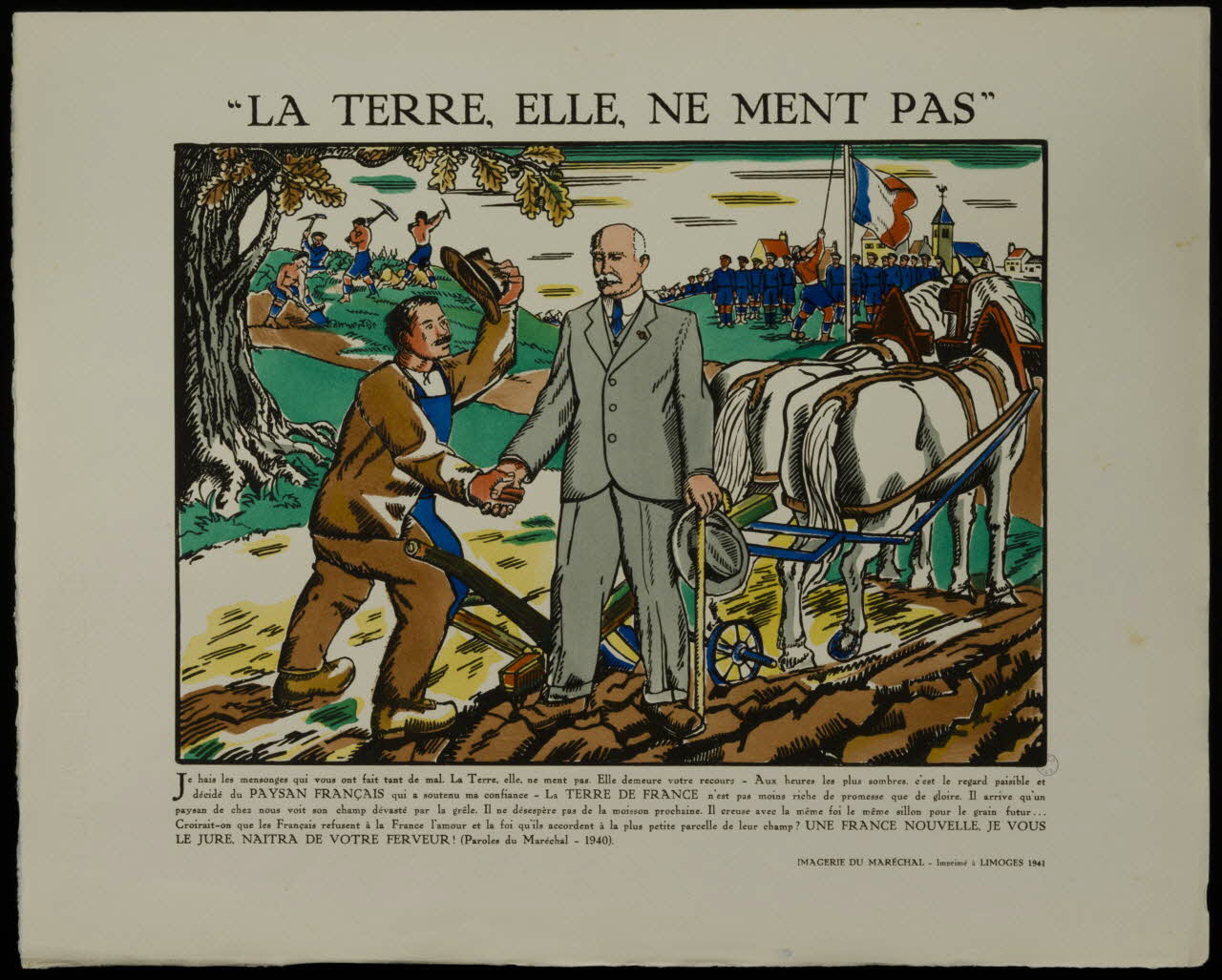 imagerie "LA TERRE, ELLE, NE MENT PAS" Limousin, France 1941 2002.15.17 Photo
