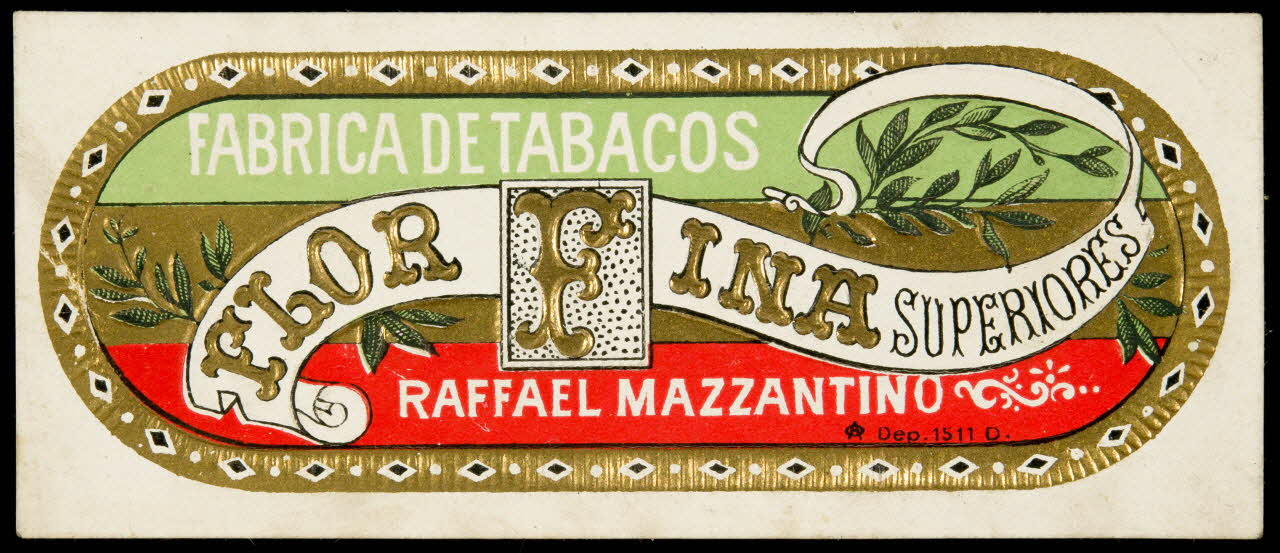 étiquette FABRICA DE TABACOS  FLOR FINA SUPÉRIORES  RAFFAEL MAZZANTINO 2002.70.42 Photo