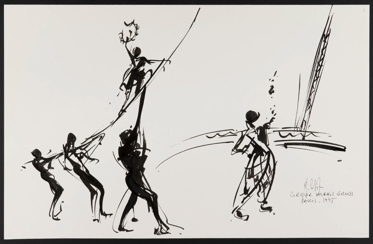 Michel Costiou dessin Funambules et clown 1995 2002.81.14 Photo