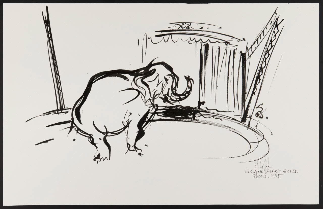 Michel Costiou dessin Eléphant de cirque 1995 2002.81.16 Photo