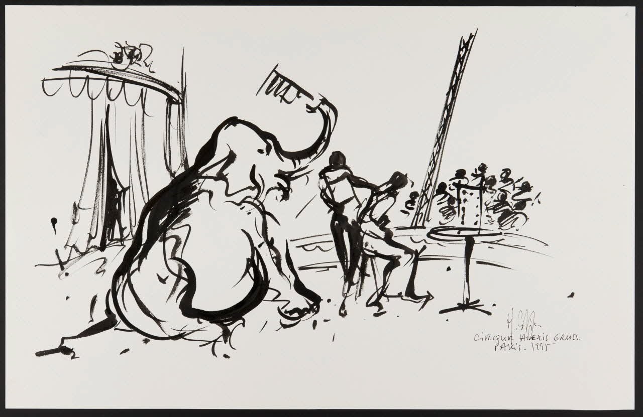 Michel Costiou dessin Eléphant de cirque 1995 2002.81.17 Photo