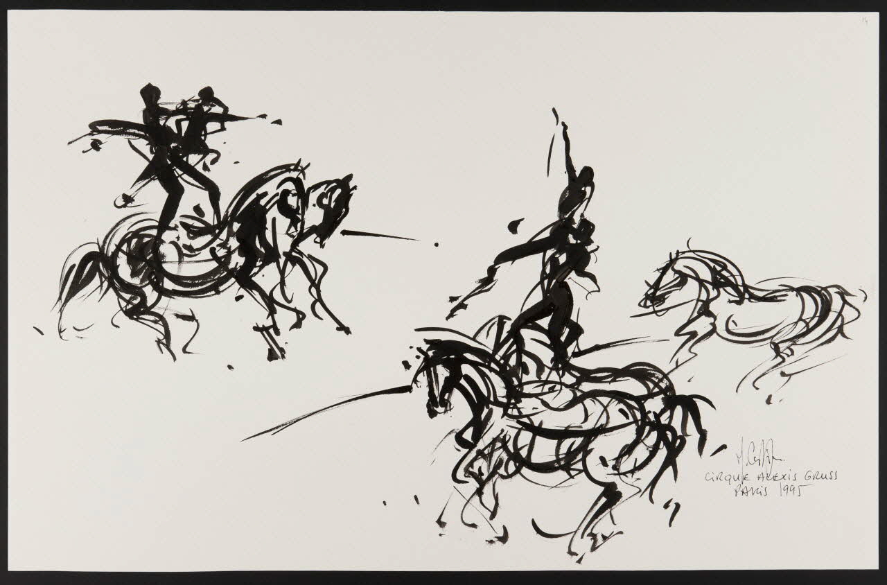 Michel Costiou dessin Cavaliers équilibristes 1995 2002.81.25 Photo