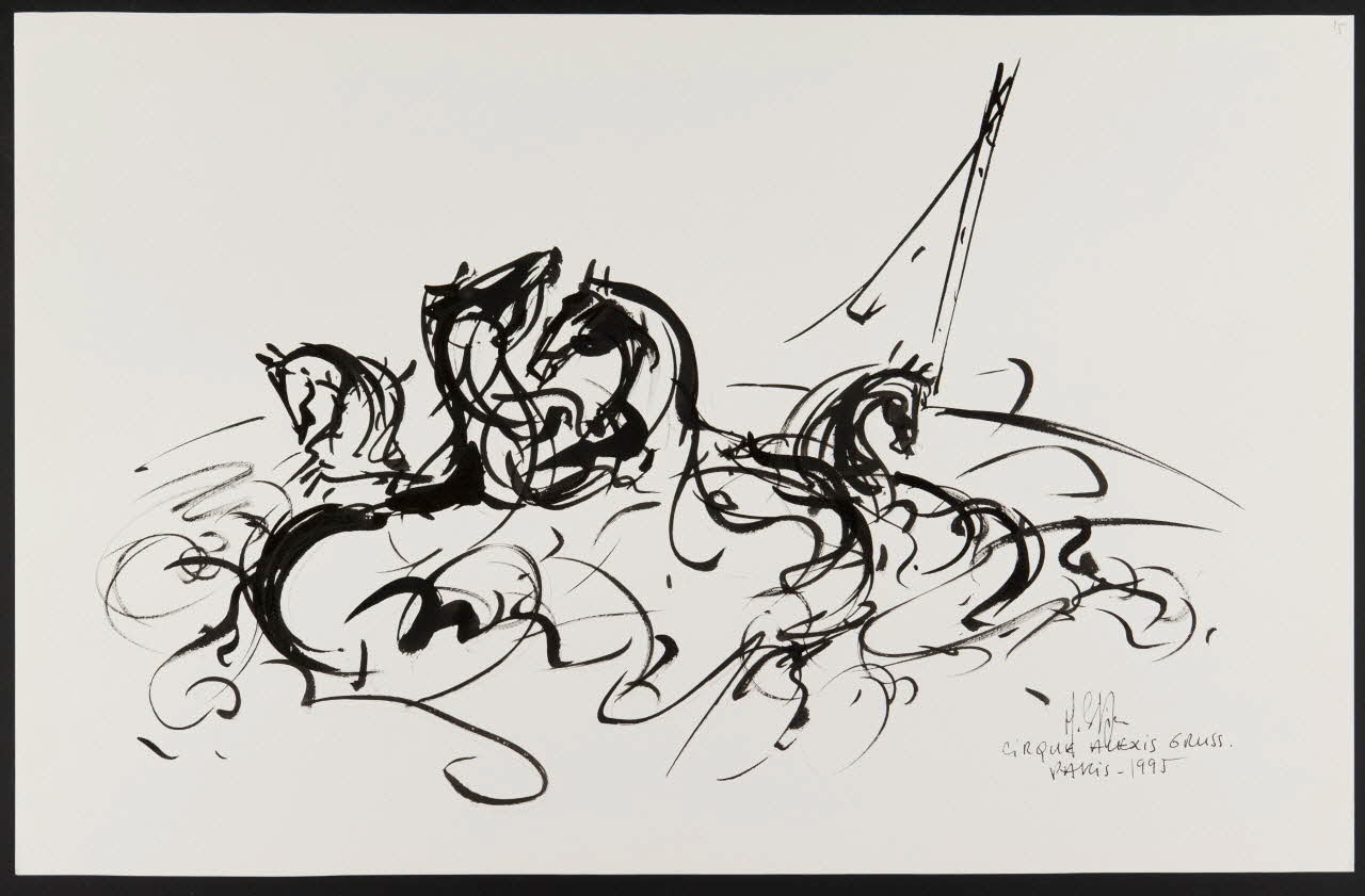 Michel Costiou dessin Chevaux de cirque 1995 2002.81.26  Photo