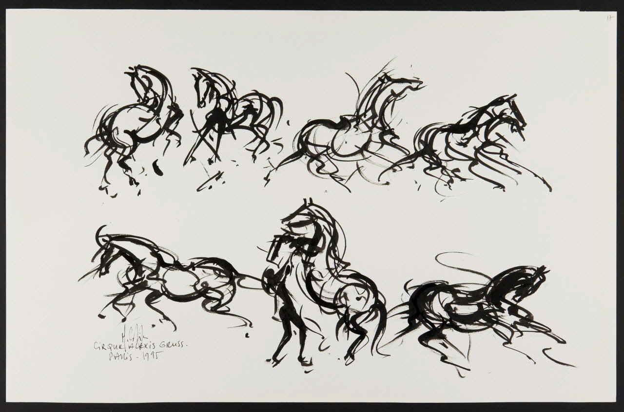 Michel Costiou dessin Chevaux de cirque 1995 2002.81.28 Photo