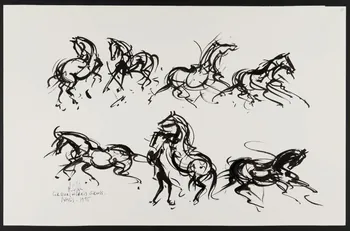 Michel Costiou dessin Chevaux de cirque 1995 2002.81.28 Photo