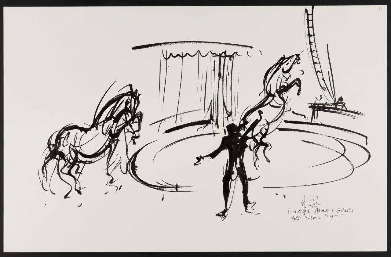 Michel Costiou dessin Chevaux de cirque 1995 2002.81.30 Photo