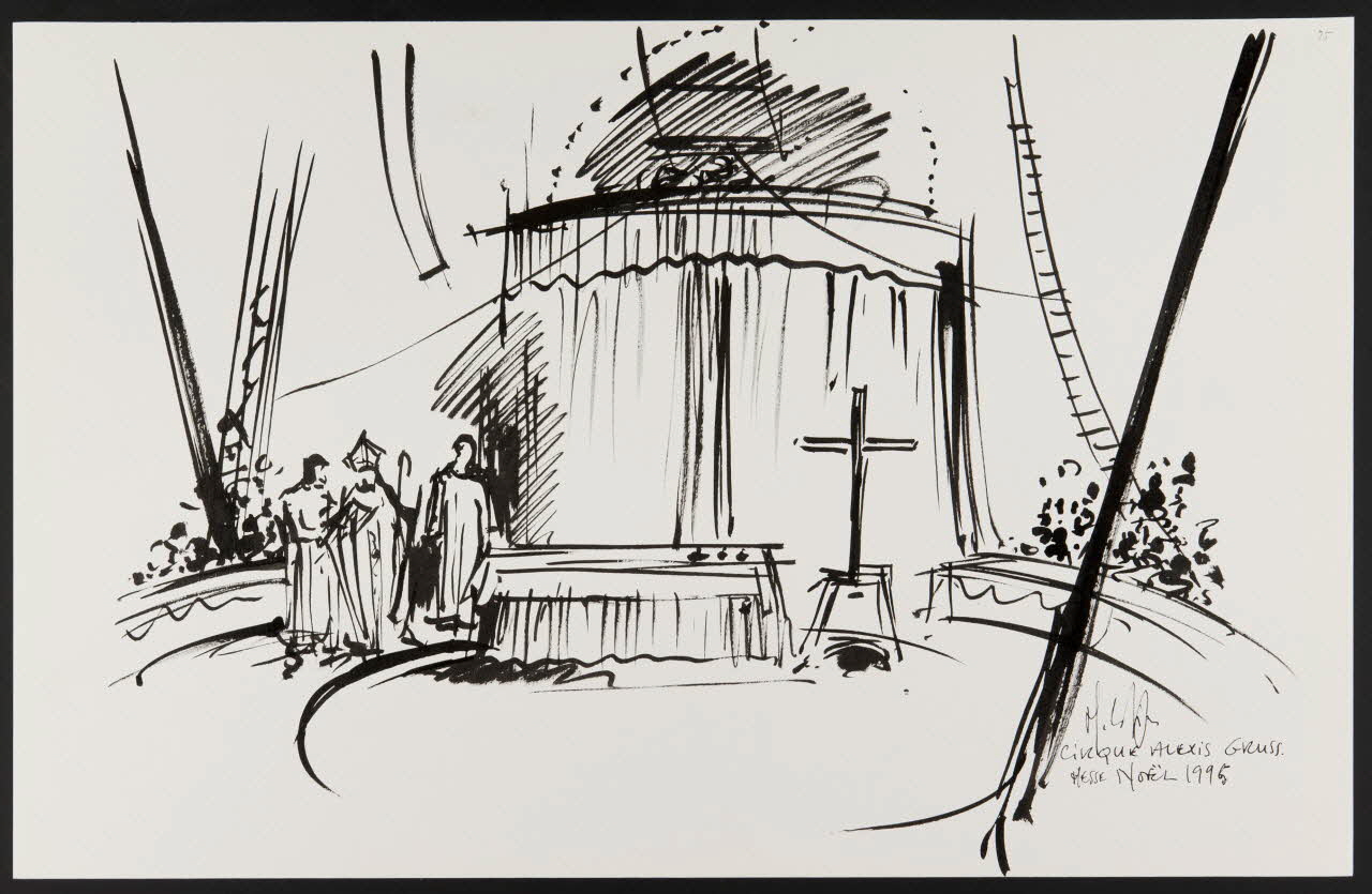Michel Costiou dessin Messe de Noël au cirque 1995 2002.81.36 Photo