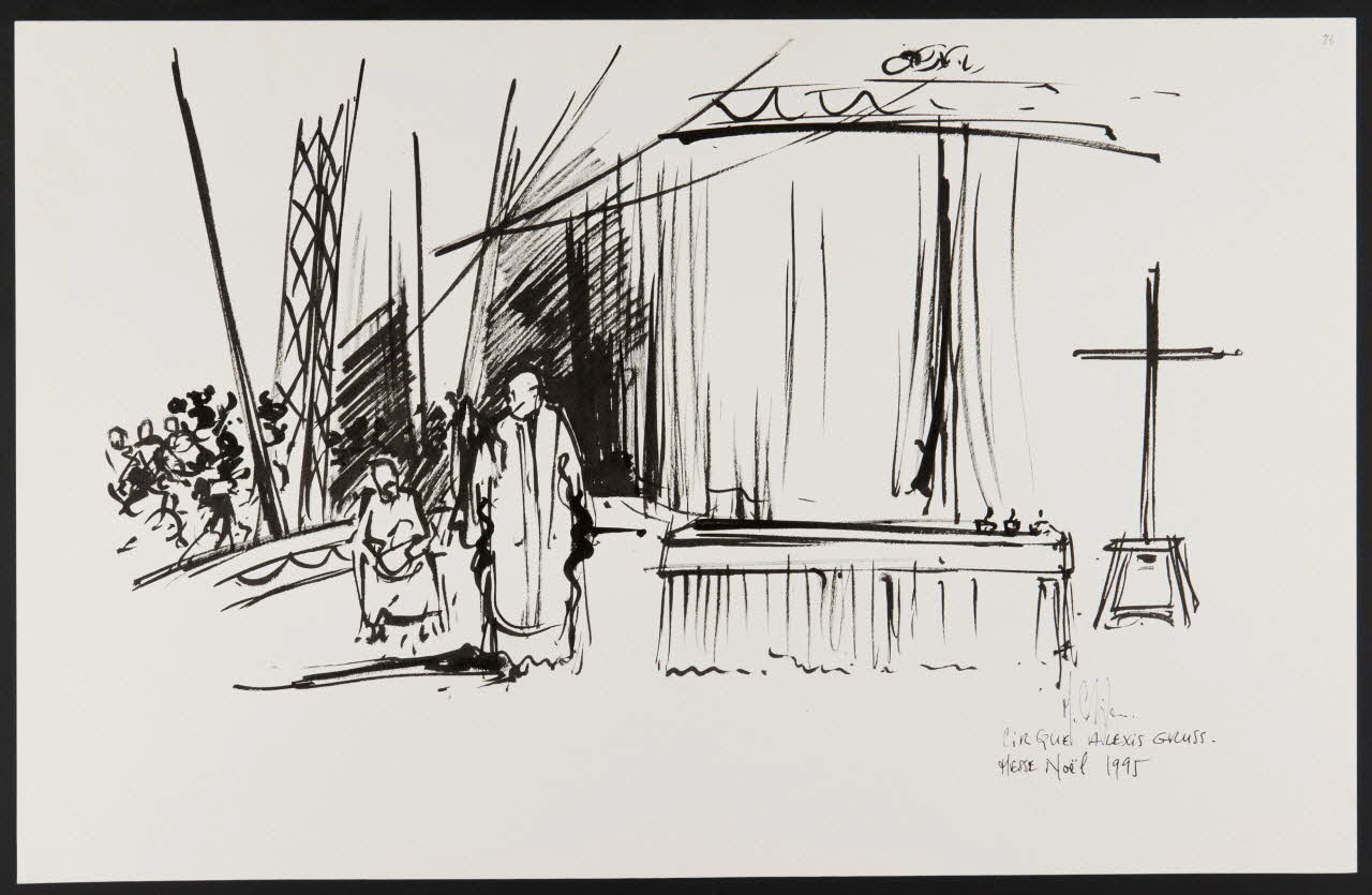 Michel Costiou dessin Messe de Noël au cirque 1995 2002.81.37 Photo