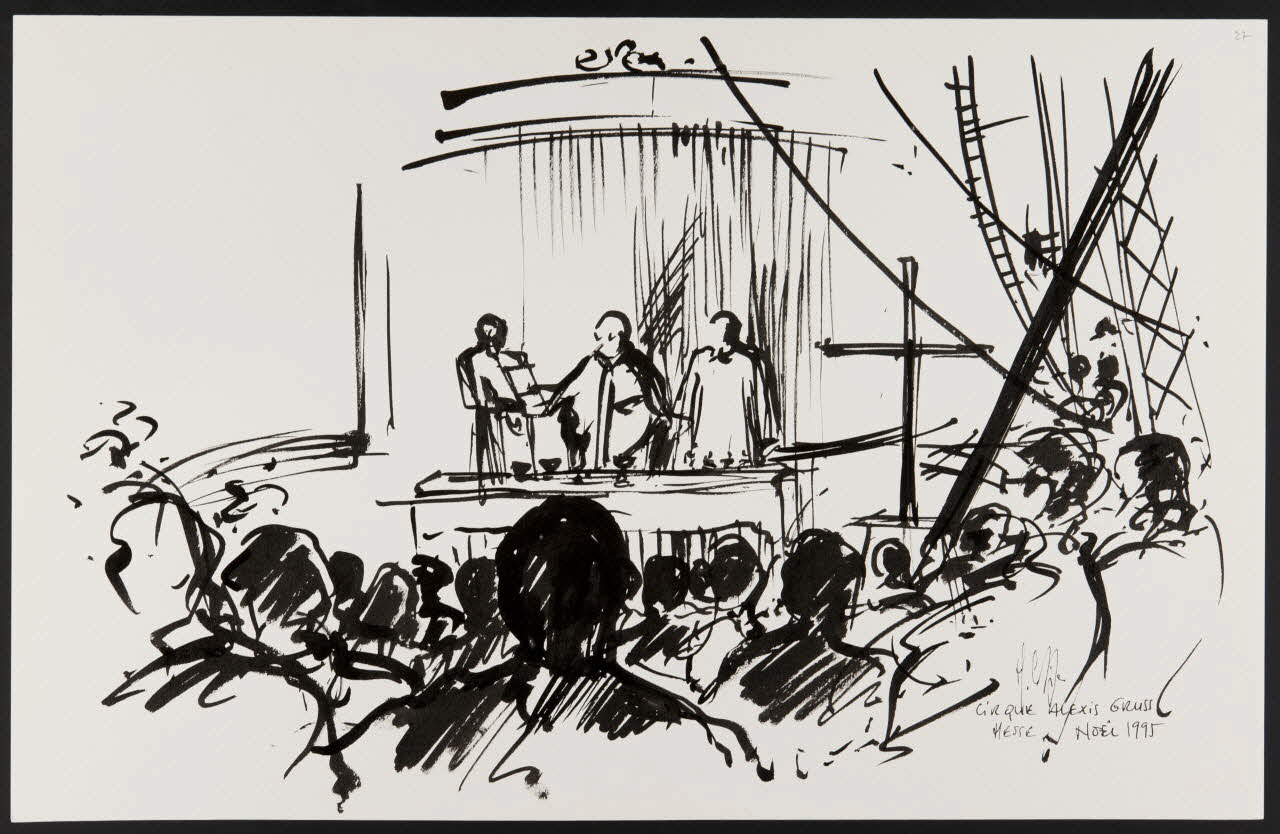 Michel Costiou dessin Messe de Noël au cirque 1995 2002.81.38 Photo