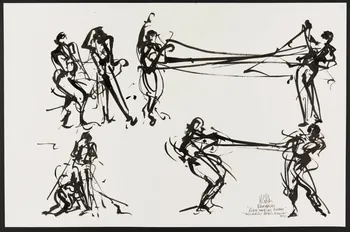 Michel Costiou dessin Acrobates 2001 2002.81.50 Photo