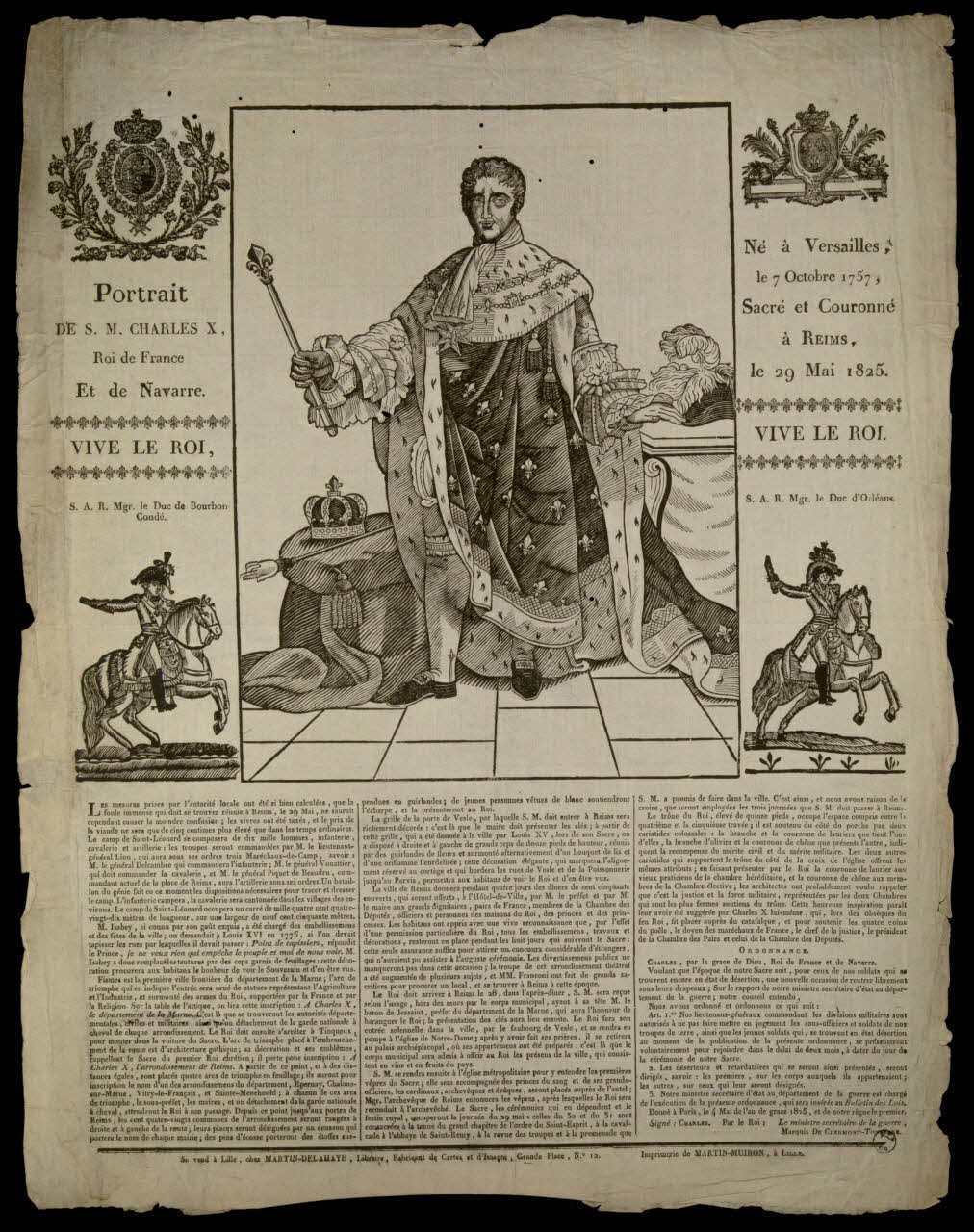 Henri Alexandre Joseph Martin-Delahaye ; Martin-Muiron (imprimeur)" estampe Portrait  DE S. M. CHARLES X, Lille 1820-1826 2008.11.42 Photo