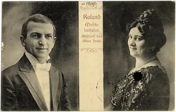 Ziegner Roland. Musik imitator. Assistiert von Miss Irene Dresde (Allemagne) 1911 Sou.17.35.1 Photo