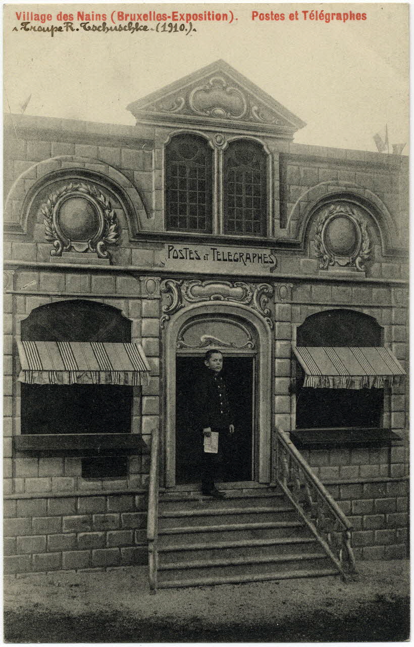 Anonyme Village des nains (Bruxelles-exposition). Postes et télépgraphes. Troupe A. Tschuschke 1910 Sou.19.40.2 Photo