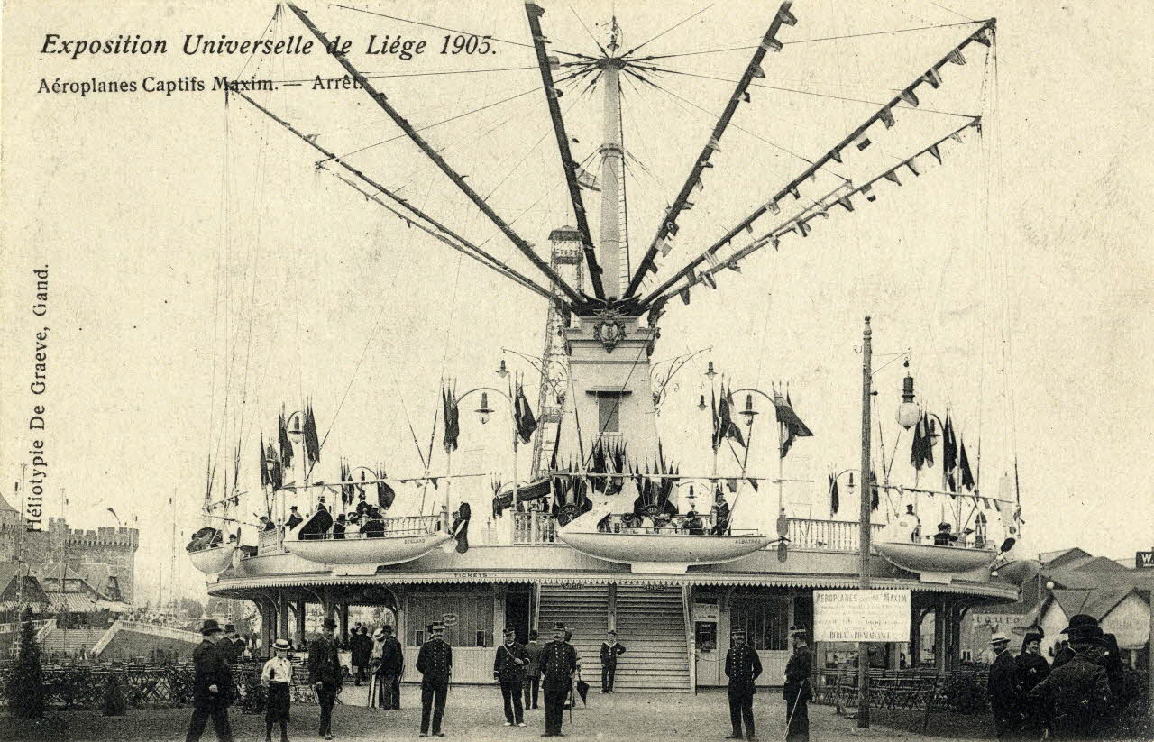 De Graeve (héliotypie Exposition Universelle de Liège 1905. Aéroplanes captifs maxim. Arrêt. Gand (Belgique) 1905 Sou.2.98.1 Photo