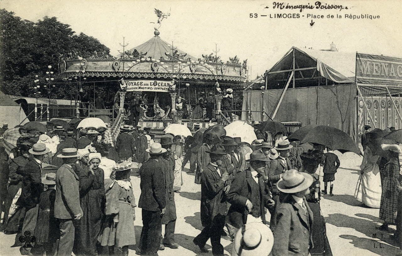 53. Limoges. Place de la République. Ménagerie Poisson. Sou.3.125.1 Photo