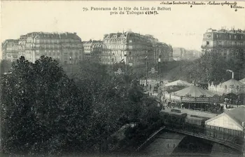 L.J. 79. Panorama de la fête du Lion de Belfort pris du toboggan (190?). [de gauche à droite :] vaches sauteuses A. Chemin, cochons galopants J. Pieau. Paris, Paris (75) 1895-1905 Sou.3.30.2 Photo