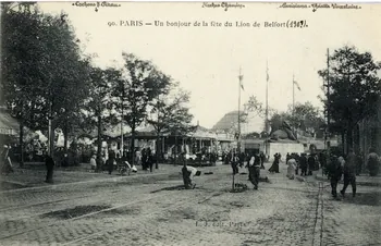 L.J. 90. Paris. Un bonjour de la fête du lion de Belfort (190?) [de gauche à droite :] cochons J. Pieau, vaches Chemin, Parisiana théâtre Vaxelaire Paris, Paris (75) 1895-1905 Sou.3.32.2 Photo