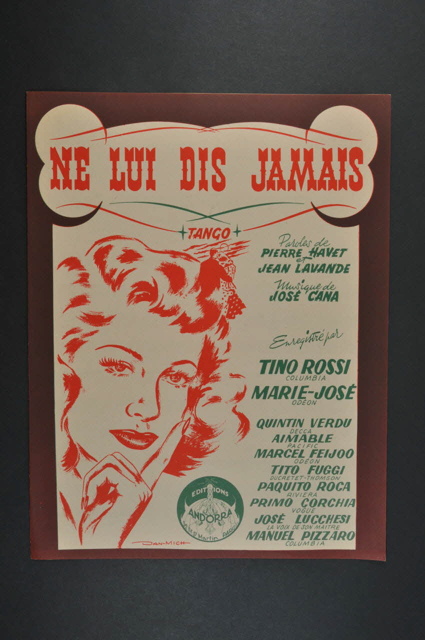 partition de musique Ne lui dis jamais 1969.88.1467 Photo Mucem