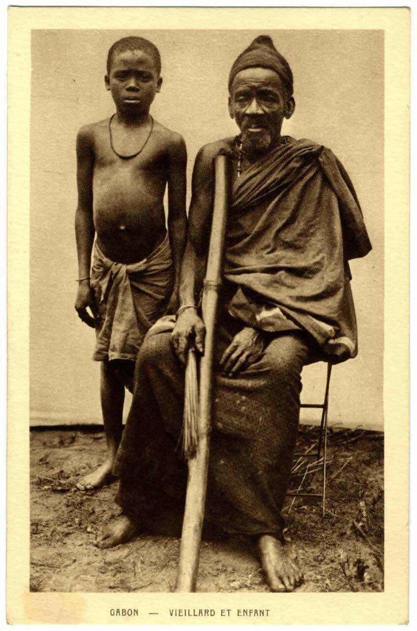 Gabon. Vieillard et enfant Sou.31.13.1 Photo