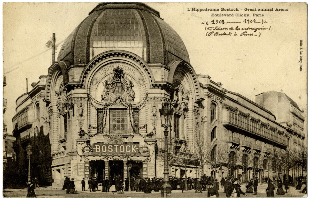 Ernest-Louis-Désiré Le Deley L'hippodrome Bostock. Great animal arena. Boulevard de Clichy, Paris. 1903-1904. (1ère saison de la ménagerie Fk Bostock à Paris) Paris, Paris (75) 1903-1904 Sou.5.5.2 Photo