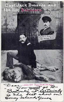C. Nesenshon Capt. Jack Bonavita and the lion. (Maillot). Saison 1905, Coney Island, Etats-Unis New York (Etats-Unis d'Amérique) 1905 Sou.6.101.1 Photo